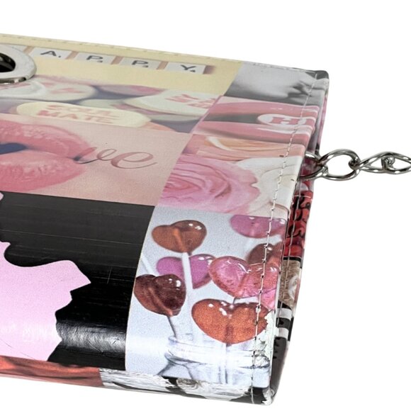 Ashley Stewart Love Collage Clutch & Shoulder Bag Chain Strap NWT - Picture 6 of 14